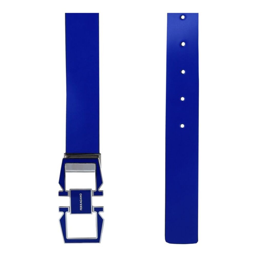 Salvatore Ferragamo Blue Leather Reversible Belt with Signature Buckle - Picture 2 of 4